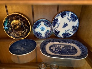 Mixed Vintage Porcelain Plate Lot B&G Willow Cauldon Ridgway 5 Pc