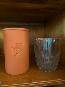 Vintage Ceramic Wine Cooler & Glass Ice Bucket 2 Pc Barware Lot