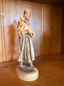 Hand Carved Wood Good Shepherd Jesus Figure 6in Religious Statue