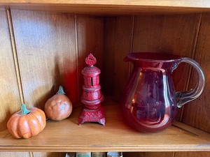 Vintage Cast Iron Lighthouse Still Bank Red Paint Decorative Bank