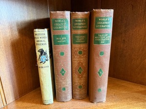 4 Vintage Hardcover Books Poe Ben-Hur Treasure Island Burgess Lot