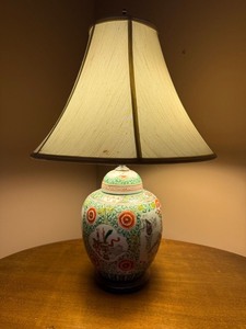 Porcelain Ginger Jar Table Lamp Chinoiserie Floral 24-25in Working