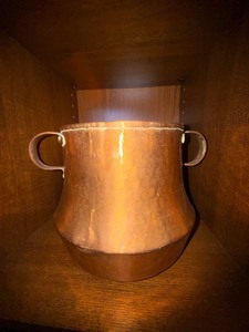 Vintage Hammered Copper Pot Cachepot Jardiniere w Handles Unmarked