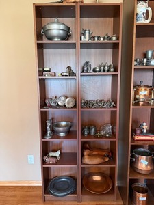 Pair of Tall Narrow Wood Bookcase Display Shelves 71x15x11 Used