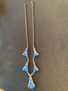 JMC Sterling Silver Blue Stone Inlay Necklace Vintage 33g