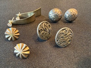 Vintage Silver Stud Earring Lot 4 Pair Mixed Artisan Styles