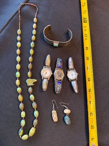 Sterling Turquoise Cuff Bracelet SW Jewelry Lot Watches Necklace