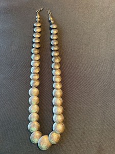 Vintage Southwestern Squash Blossom Style Bead Necklace 10in Drop