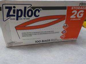 lot 158 image: Ziploc 100 bags 2 Gallon size...