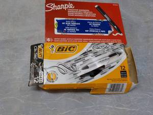 lot 164 image: Sharpie and Bic Markers and Pens...