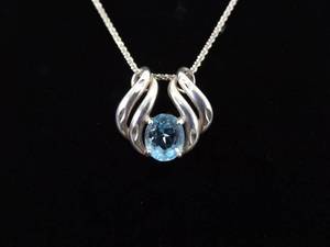 .925 Sterling Silver Topaz Crystal Slider Pendant Necklace
