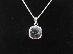 .925 Sterling Silver Mystic Amethyst Crystal Pendant Necklace