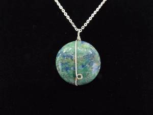 .925 Sterling Silver Green Turquoise Pendant Necklace