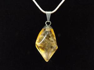 .925 Sterling Silver Citrine Healing Crystal Pendant Necklace