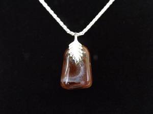 .925 Sterling Silver Chocolate Carnelian Stone Pendant Necklace
