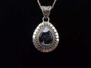 .925 Sterling Silver Moss Agate Pendant Necklace