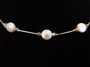 .925 Sterling Silver Liquid Silver Genuine Pearl Necklace