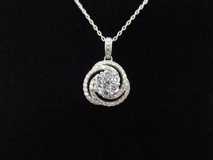 .925 Sterling Silver Zirconia Swirl Pendant Necklace