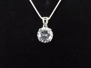 .925 Sterling Silver Zirconia Solitaire Pendant Necklace