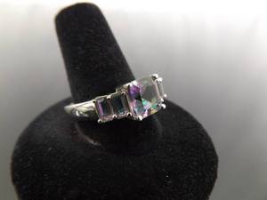 .925 Sterling Silver Mystic Quartz Crystal Ring Size 10