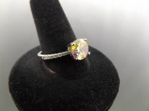 .925 Sterling Silver Mystic Citrine Crystal Ring Size 10