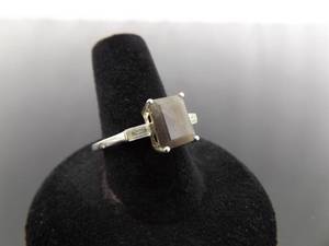 .925 Sterling Silver Gray Calcedony Ring Size 8