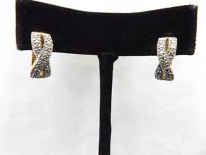 .925 Sterling Silver Diamond Accented Vermeil Hinged Post Earrings