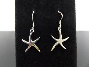 .925 Sterling Silver Starfish Dangle Hook Earrings