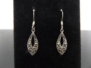 .925 Sterling Silver Art Nouveau Dangle Hook Earrings