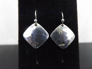 .925 Sterling Silver Hand Hammered Designed Dangle Hook Earrings