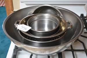 Metal bowls and stainer...