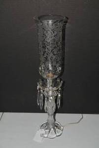 Electric table lamp with etched glo...