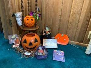 Halloween decorations with witch co...