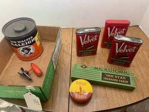 Tobacco tins and gopher ribbon...