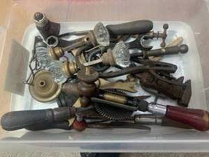 Vintage tools with glass door knobs...