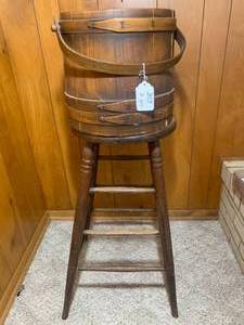 Wood stool and wood pail...
