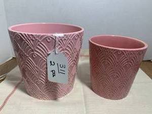 2 pink planters