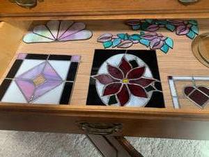Stained glass and mirror pieces (all in drawer)