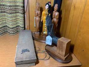 Wood carved women figures, oriental...