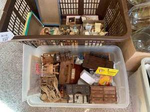 Miniature people, furniture basket...
