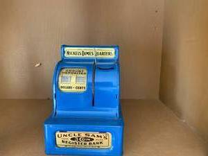 Uncle Sam metal bank...
