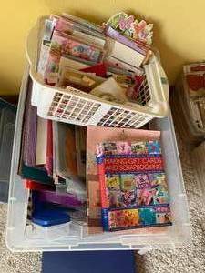 Tote of scrap booking items...
