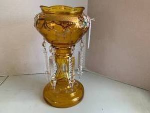 Decorative mantel amber glass vase ...