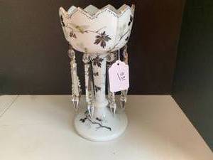 Decorative mantel white glass vase ...