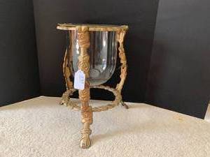 Glass plantervase with gilded meta...