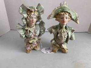 Porcelain man and woman busts, appr...