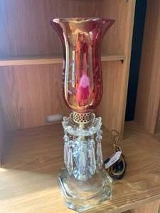 Tabletop electric cranberry glass l...
