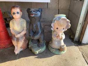 3 garden statues, 2 cement Preciou...