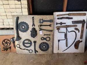 3 pegboards with old wrenches...