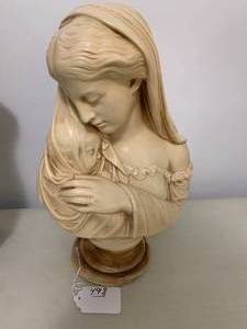 Bust of Mary holding  Jesus, chalkw...